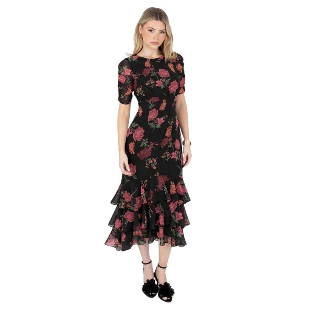 Anaya With Love Womens/Ladies Floral Keyhole Midi Dress / Black